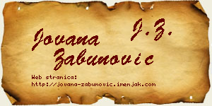 Jovana Zabunović vizit kartica
